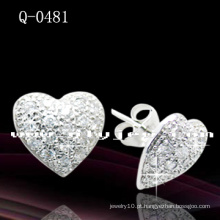 Brincos em forma de coração de prata esterlina 925 (q-0481)